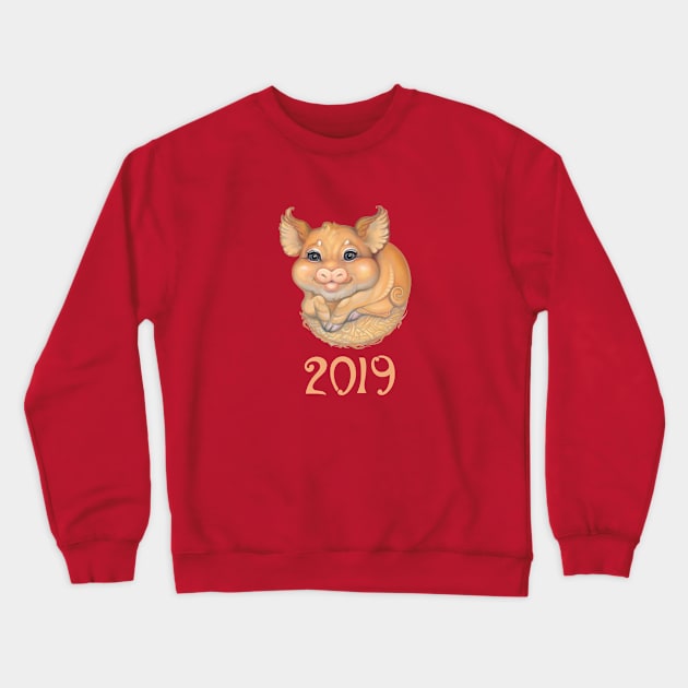 Yellow Earth Pig 2019 Crewneck Sweatshirt by Yulla